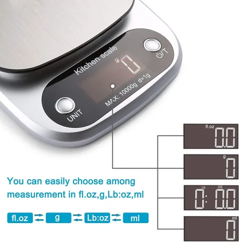 Vista 2 de Báscula de Alimentos 22lb Peso en Gramos, Básculas Digitales de Cocina y Onzas para Cocinar, Hornear