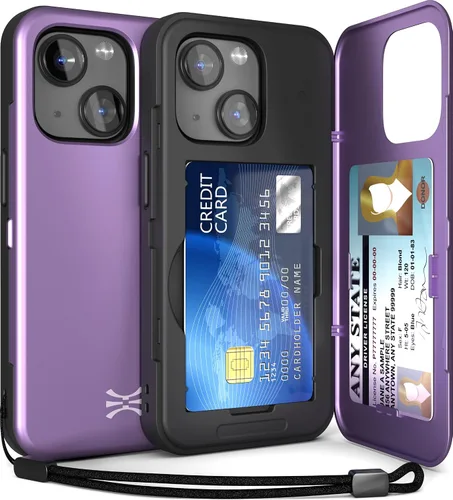 Vista 13 de TORU CX Slim - Funda tipo cartera para iPhone 15, funda protectora a prueba de golpes resistente con tarjetero oculto y ranura para tarjetas, espejo