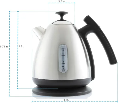 Vista 8 de Chantal Vincent - Hervidor de agua eléctrico con control de temperatura, 1.75 cuartos (7 tazas), acero inoxidable cepillado