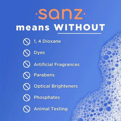Vista 4 de SANZ Detergente hipoalergénico y biodegradable para ropa – supera a las marcas líderes*, libre y transparente, 64 cargas