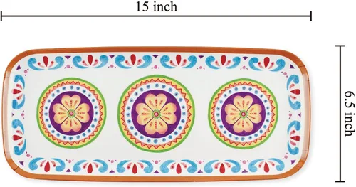 Vista 2 de UP ware Cinco de Mayo - Bandeja rectangular de melamina para servir, 15 x 6.5 pulgadas, bandeja de comida sin BPA para entretenimiento en fiestas