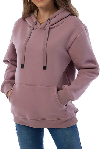 Vista 4 de Gnveub Sudadera casual de invierno con capucha y forro polar Sherpa para mujer, suéter grueso con bolsillos