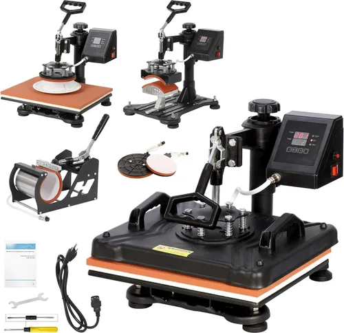 Vista 5 de ZENY Máquina de prensa de calor por sublimación digital 5 en 1 de 12 x 15 pulgadas, máquina de prensa de camisas oscilante de 360°, máquina