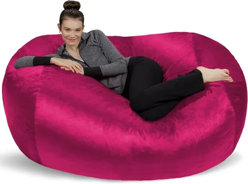 Vista 10 de Puf grande de 6 pies Sofa Sack Bean Bags, Microfibra, Camel Camello