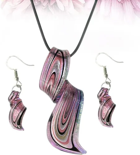 Vista 7 de Holibanna Aretes y collares en forma de espiral con colgante de cristal, joyería colgante, regalo para mujer, collar bohemio, aretes colgantes