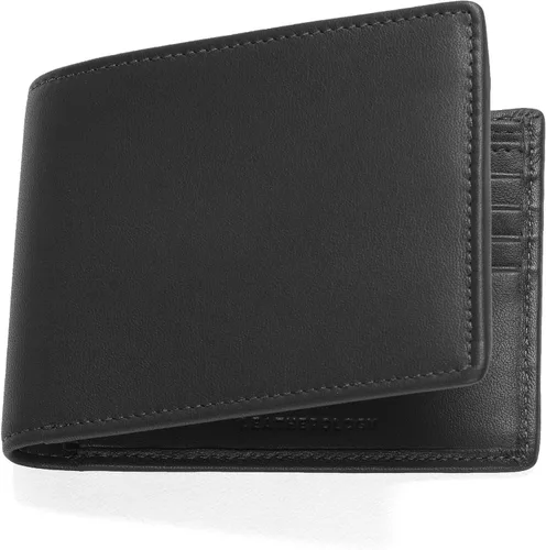 Vista 6 de Leatherology Billetera plegable de cuero para hombre con solapa para Negro Onyx