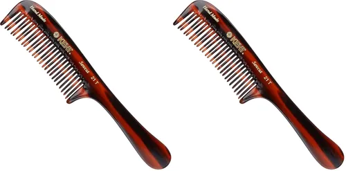 Vista 11 de Kent Peine desenredante grande de grafito negro 21T, dientes anchos para cabello grueso y rizado ondulado. Peine desenredante de cabello largo