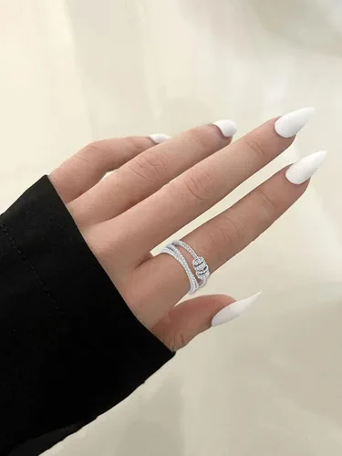 Vista 10 de LIU JUN Jansio Threanic Triple-Spin Ring, Magnetic Zircon Shaping Cross Full Moissanite Spinner Fidget Rings to My Daughter Open Anti Anxiety