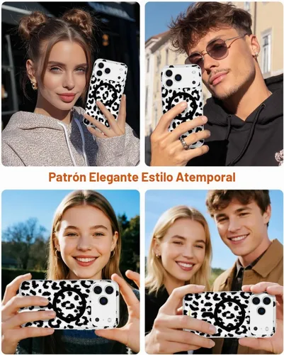 Vista 5 de SCORPIFY - Funda para iPhone 17 Pro Max Leopardo negro transparente LP-Negro Transparente Leopardo