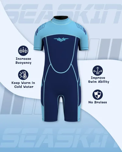 Vista 2 de Seaskin Traje de neopreno para niños y niñas de 0.118 pulgadas (0.118 in), con cremallera en la espalda, trajes térmicos para natación, buceo, surf