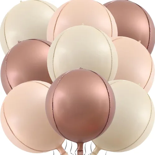 Vista 8 de Globos de papel de aluminio de feliz cumpleaños, globos neutros de color crema, caramelo, beige, marrón, globos de corazón para niñas y niños