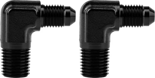 Vista 17 de EVIL ENERGY 3AN macho acampanado a 1/4" NPT tubo adaptador de ajuste de 90 grados aluminio negro 2 piezas