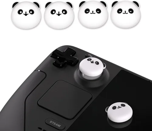 Vista 2 de PlayVital Thumb Grip Caps for Steam Deck LCD, Silicone Thumbsticks Grips Joystick Caps for Steam Deck OLED - Chubby Panda