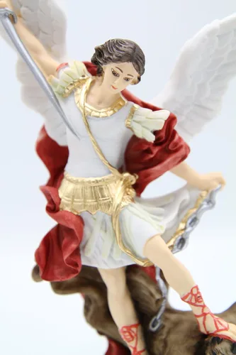 Vista 2 de Vittoria Collection Estatua italiana de Arcángel de San Miguel de 11 pulgadas, estatua de escultura de ángel de la guarda, protección fabricada