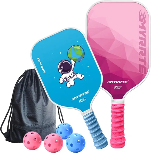 Vista 10 de Juego de 2 palas de pickleball de fibra de vidrio, con núcleo de panal ligero, control inigualable