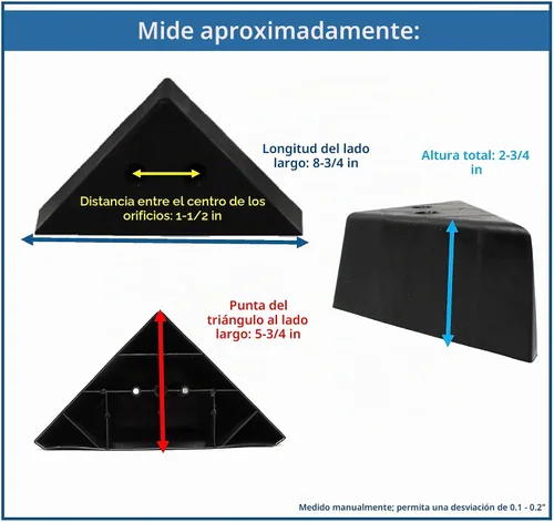 Vista 2 de JSP Manufacturing Muebles triangulares de plástico de 3 pulgadas, patas de esquina negras – Sofá sillón silla otomana (1 pata)