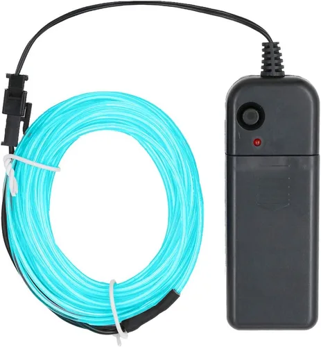 Vista 6 de Searik - Tira de luces LED de neón de 16.4 pies/5m, cable EL portátil que brilla, luces de cuerda LED con control de batería para decoraciones