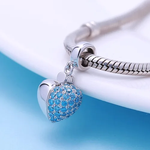 Vista 3 de SOUKISS Abalorios colgantes de plata de ley 925 con diseño de corazón de amor para Pandora, pulsera y collar