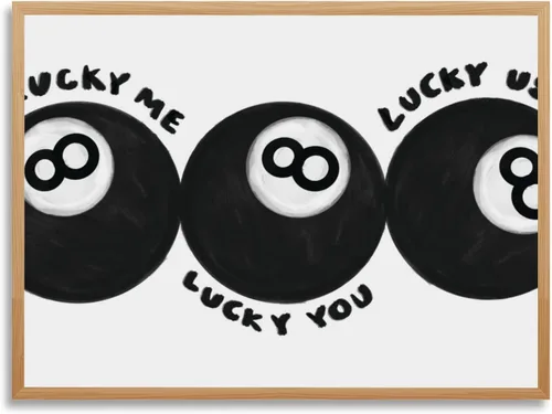 Vista 35 de Lucky Me Lucky You Arte de Pared Impreso Póster Moderno de Bola 8 en Blanco y Negro Decoración de Habitación de Niño Imagen Inspirada en Billar