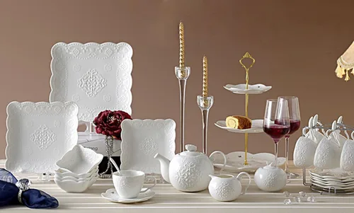 Vista 5 de Jusalpha soporte para cupcakes de 3 niveles, soporte para pasteles de porcelana blanca, soporte para postres, bandeja de servir para la hora del té