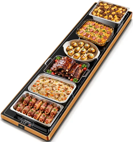 Vista 15 de Tapete de calentamiento para alimentos, L, 22 x 14 pulgadas, bandeja de calentamiento eléctrico de vidrio templado, color negro Keep Food