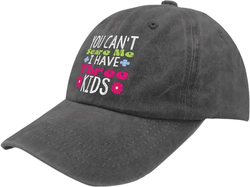 Vista 2 de devor Hats You Can't Scare Me I Have Three Kids Gorra de béisbol, divertida gorra de béisbol para mujer