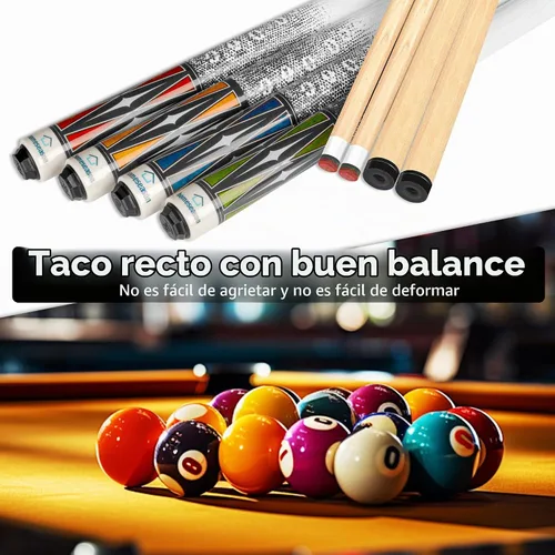 Vista 4 de HomeSeason Taco de Billar de 58" Tacos de Billar con Agarre Impreso en 3D Profesional de Baja Deflexión Tacos de Billar de Madera de Arce Punta