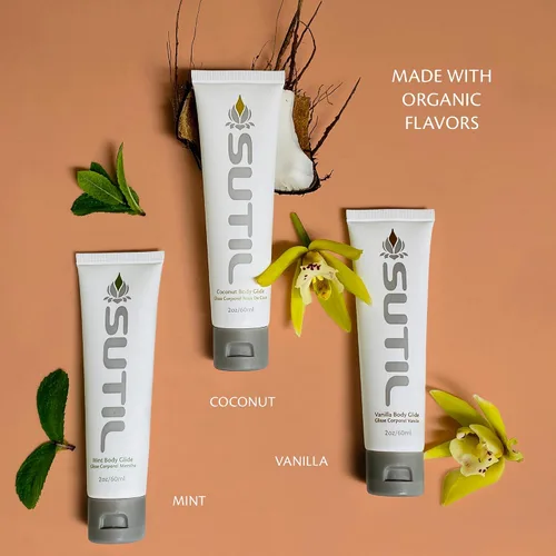 Vista 4 de SUTIL Lubricante personal a base de agua, sabor a coco, ligero, antiadherente, deslizamiento de larga duración con ácido hialurónico, sin glicerina