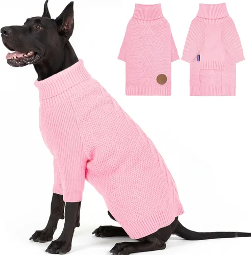 Vista 21 de cyeollo Suéter para perro pequeño, suéteres cálidos de cuello alto para perros pequeños, sudadera tejida para perrito con mangas, suéter de otoño e