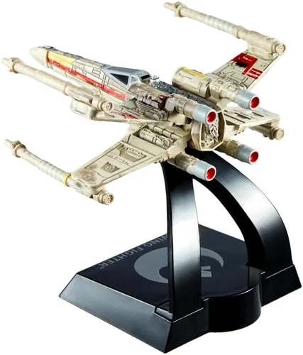 Vista 6 de Hot Wheels Star Wars Starships Select Premium Diecast X-Wing Fighter (Red Three) Variante de persecución de daño de batalla