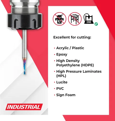 Vista 3 de Amana Tool Spektra 51515-K, 51515-K, 1/16 D x 1/4 CH x 1/8 SHK x 2 pulgadas de largo