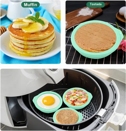 Vista 4 de 6 Piezas Moldes para Freidora de Aire, Moldes de Silicona para Huevos en Forma de Huevitos para Tapas de Muffin, Tostadas, Accesorios Antiadherentes