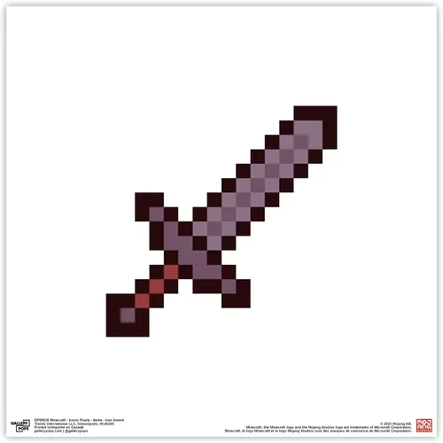 Vista 10 de Trends International Gallery Pops Minecraft: Pixeles icónicos - Artículos - Póster de pared de espada de hierro, 12 x 12 pulgadas, versión enmarcada