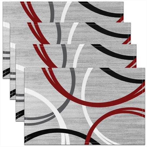 Vista 31 de Modern Circles - Juego de 4 manteles individuales de 12 x 18 pulgadas, patrón geométrico abstracto, decorativo, para niños, adolescentes y adultos