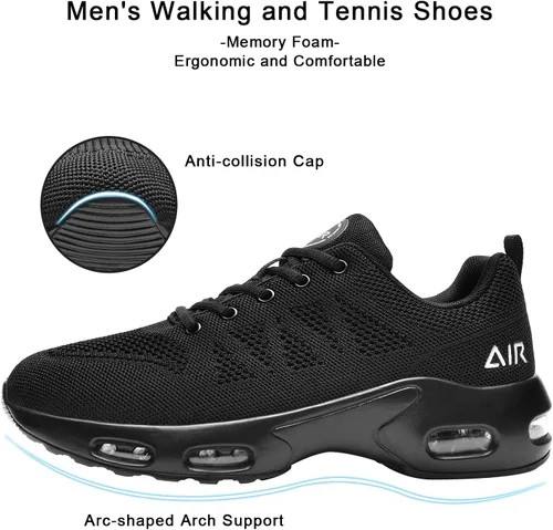 Vista 4 de Tenis de correr para hombre, tenis atléticos, para caminar, transpirables, antideslizantes, con cordones, zapatos deportivos para fitness, trotar