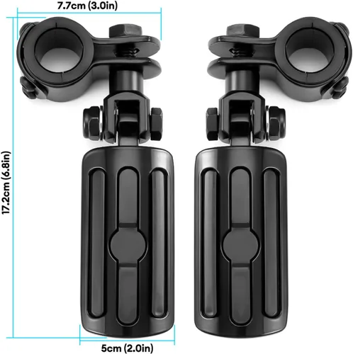 Vista 7 de Estriberas para motocicleta de 1 a 1 1/3 pulgadas con protector de motor, estriberas para Harley Honda, Suzuki, Yamaha (negro)