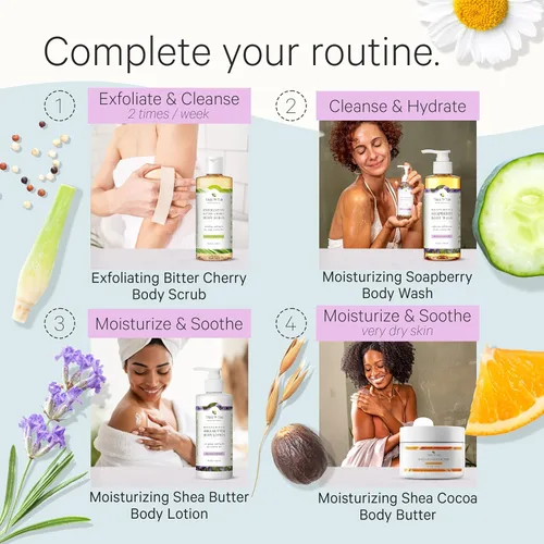 Vista 6 de Tree to Tub Loción corporal de manteca de karité de lavanda para piel seca y piel sensible, lavado facial para piel seca, loción hidratante