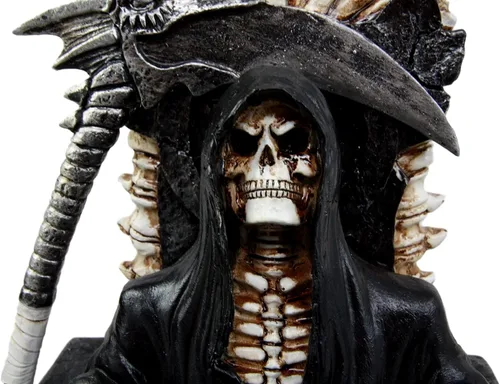 Vista 7 de Ebros Gift Figura negra de la muerte santa parca sentado en el trono de esqueleto, 10.5 pulgadas de alto, tiempo no espera a ningún hombre, ángel