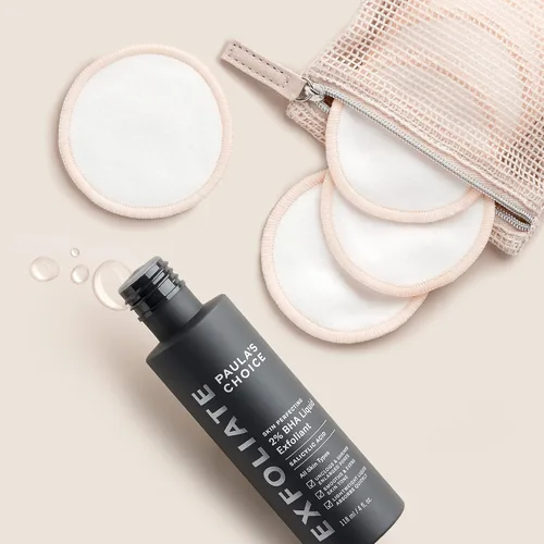 Vista 2 de Paula's Choice SKIN PERFECTING 2% BHA - Exfoliante líquido de ácido salicílico y almohadillas reutilizables de algodón/bambú duo, para tónico