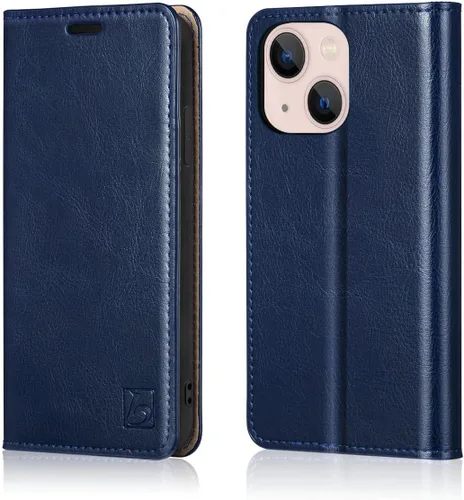 Vista 20 de Belemay Funda tipo cartera compatible con iPhone 8 Plus, de piel de vaca auténtica, funda tipo folio (funda interior de TPU suave), ranuras