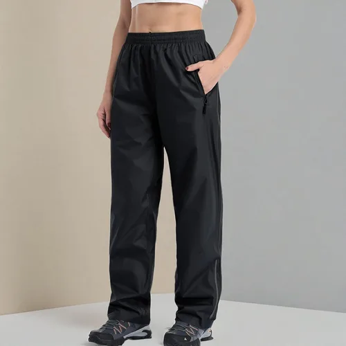 Vista 6 de Pantalones de lluvia para mujer, impermeables, ligeros, resistentes al viento, para golf, pesca, senderismo