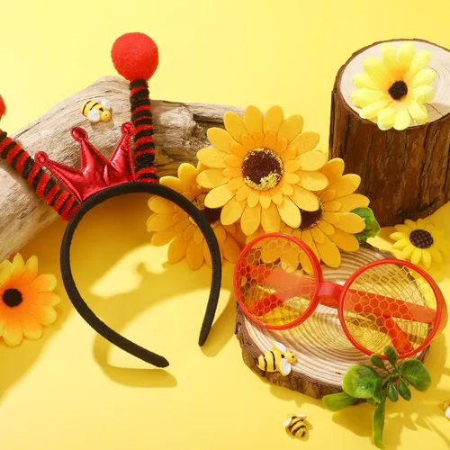 Vista 7 de Bee Costume Bee Ladybug Antenna Headband and Glasses Set Bumble Bee Sunglasses Halloween Cosplay Party Favors for Women Kids