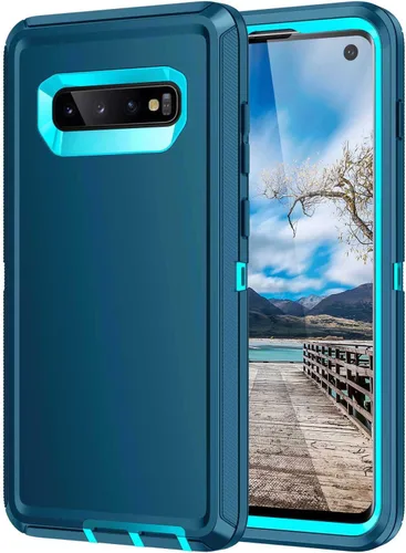 Vista 14 de Funda para Galaxy S10, [sin protector de pantalla] resistente a prueba de golpes, polvo y caídas, 3 capas de protección completa del cuerpo, funda