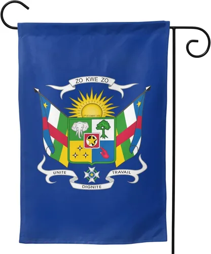 Vista 4 de Coat of arms of the Central African Republic Garden Flag 12.5"x18" Inch Double Sided Garden Flags Home Lawn Outdoor Decor Flags Party Banner Welcome