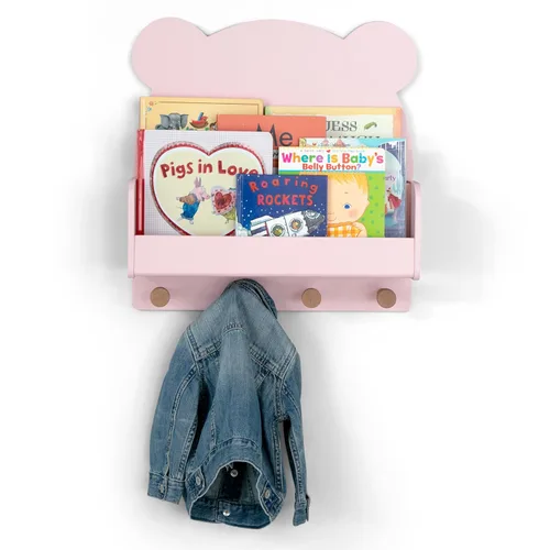 Vista 10 de babyGap by Delta Children Brannan Bear - Estante de pared con 4 ganchos, color rubor