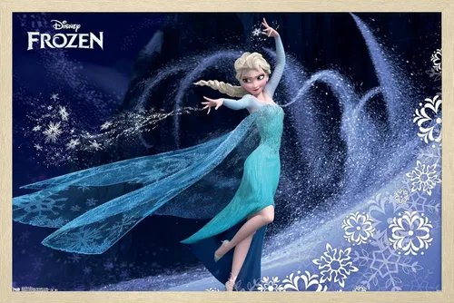 Vista 7 de Trends International Disney Frozen - Póster de pared de Elsa, 22.4 pulgadas de largo x 14.7 pulgadas, versión enmarcada en madera de granero