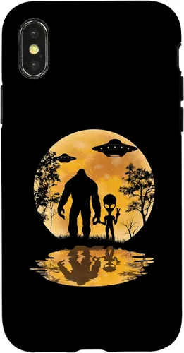Vista 5 de Funda para iPhone 16 Alien Bigfoot Moon Sasquatch UFO Extraterrestre Hombres Mujeres
