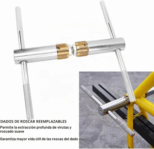 Vista 3 de SUNGOOYUE Herramienta de roscado de rosca de soporte inferior de bicicleta, kit de reparación de roscas de aleación de aluminio con troqueles