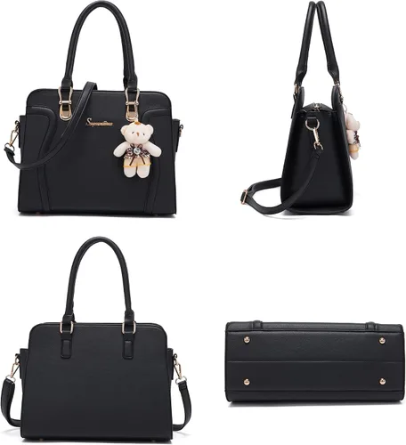Vista 2 de Bolsos de mano de moda para mujer, bolsa de hombro, asa superior, bolsa de mano, juego de 4 piezas
