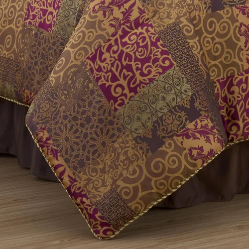 Vista 8 de Chezmoi Collection Amelia - Juego de edredón jacquard floral de 9 piezas, tamaño Queen, multicolor